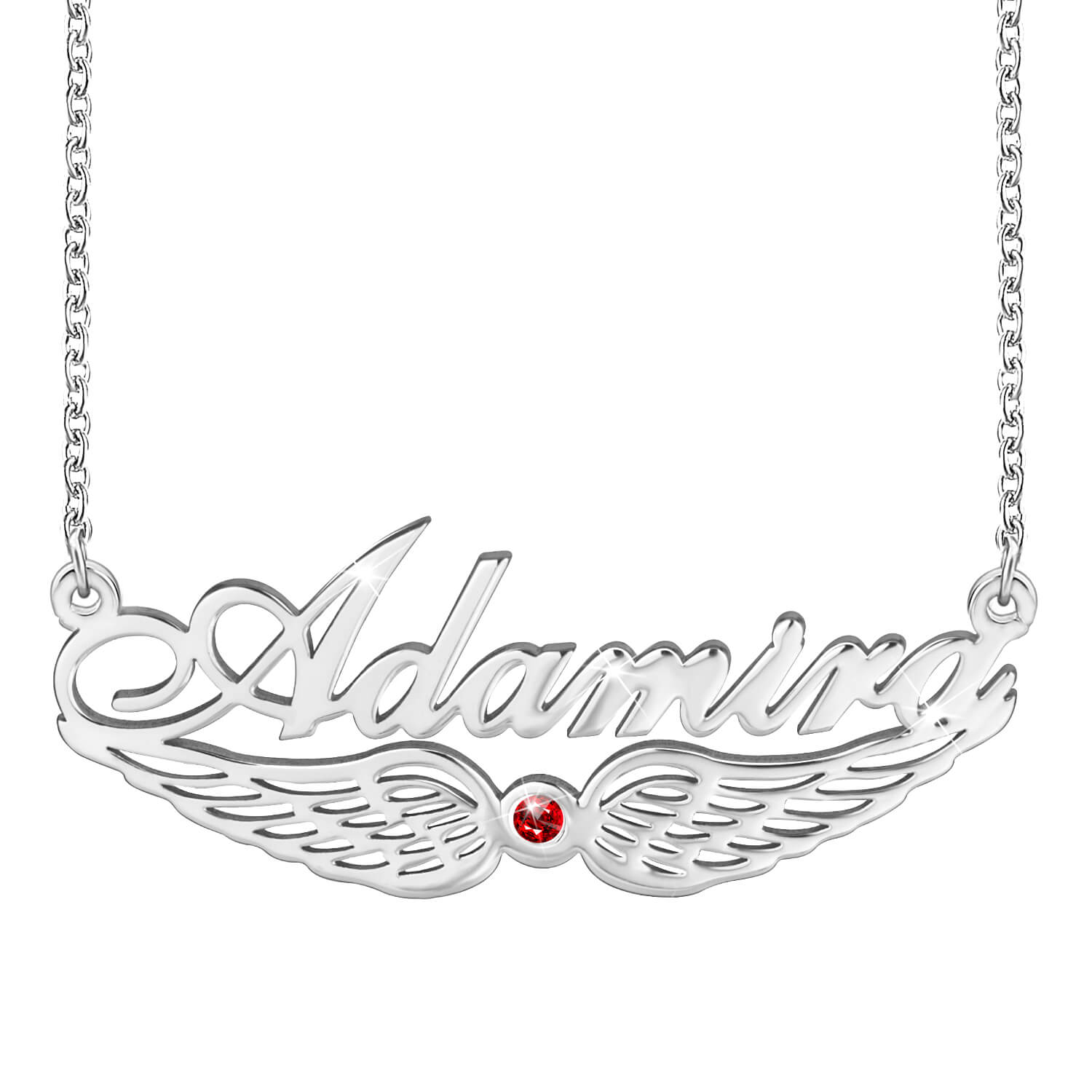 Personalised Wings Necklace With Birthstone Custom 1 Name Necklace Gift For Women-Jessemade AU