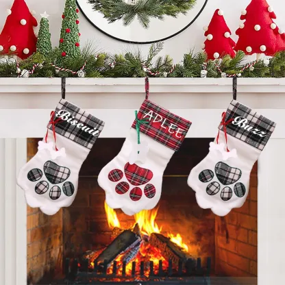 Christmas Dog Paw Stockings Personalised Name Stockings Decoration-Jessemade AU