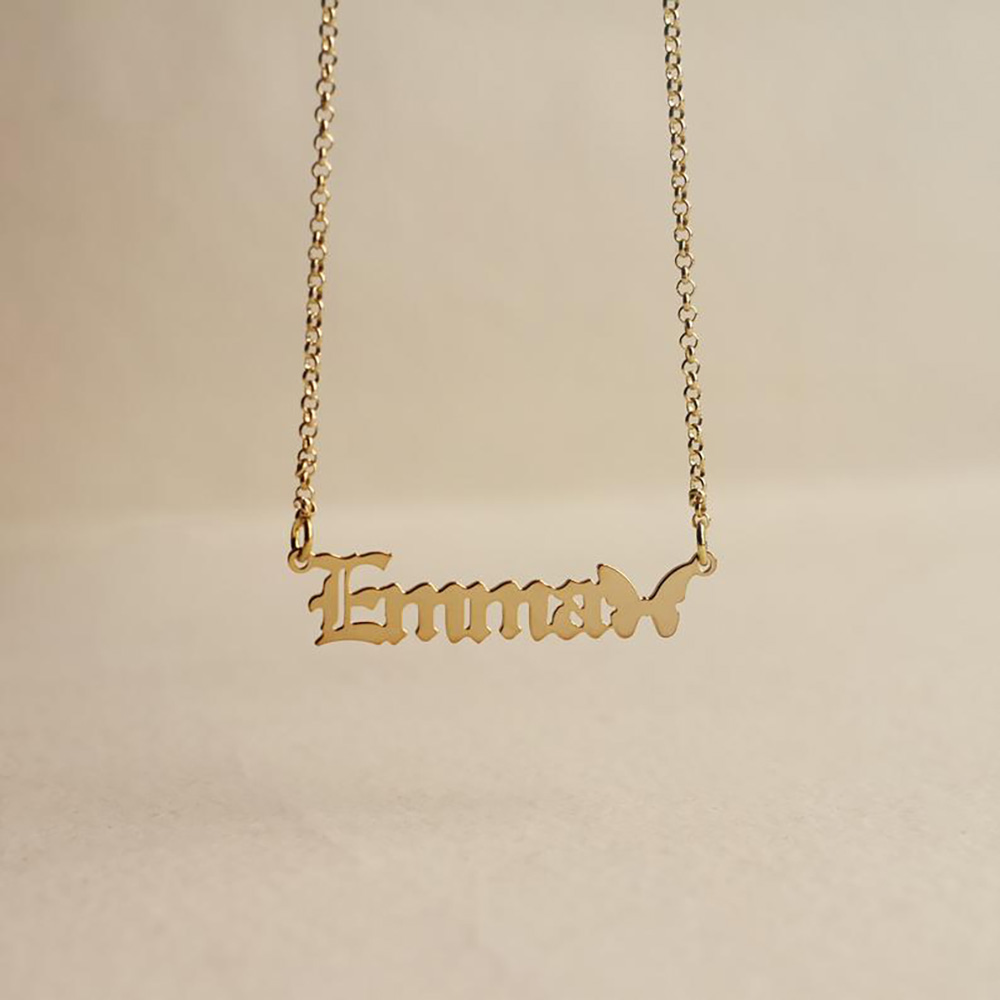 Personalised Butterfly Necklace Custom 1 Name Necklace Gift For Women-Jessemade AU