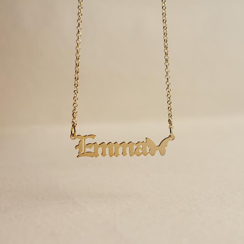Personalised Butterfly Necklace Custom 1 Name Necklace Gift For Women-Jessemade AU