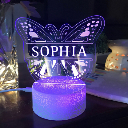 Multi-Coloured Butterfly Night Light Custom Name 3D Acrylic Lamp for Kids Room & Birthday Gift LED Nursery-Jessemade AU