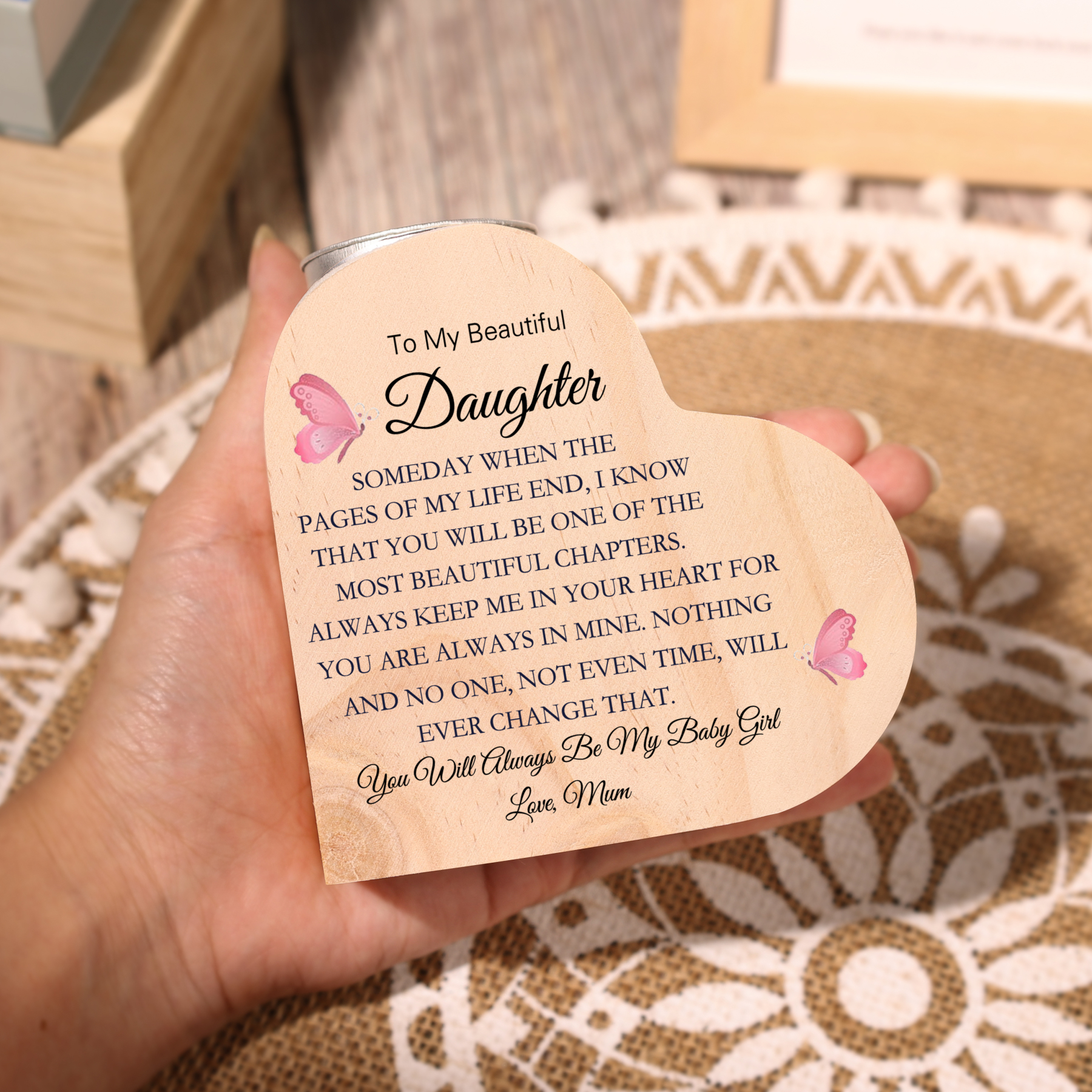 To My Daughter Candle Holder - You Will Always Be My Baby Girl - Wooden Candlestick-Jessemade AU