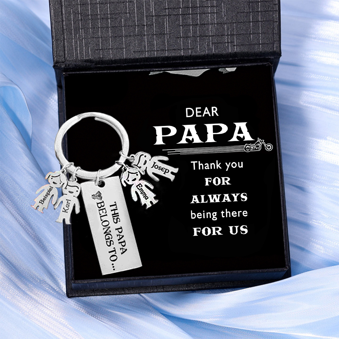 4 Names-Personalised 4 Children's Name Keychain-To My Dad-Gift Box Gift Card Set-Jessemade AU