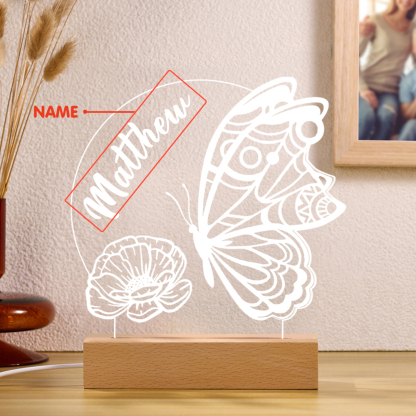 Butterfly Name Night Light Engrave Names LED Lamp Gifts For Kids-Jessemade AU