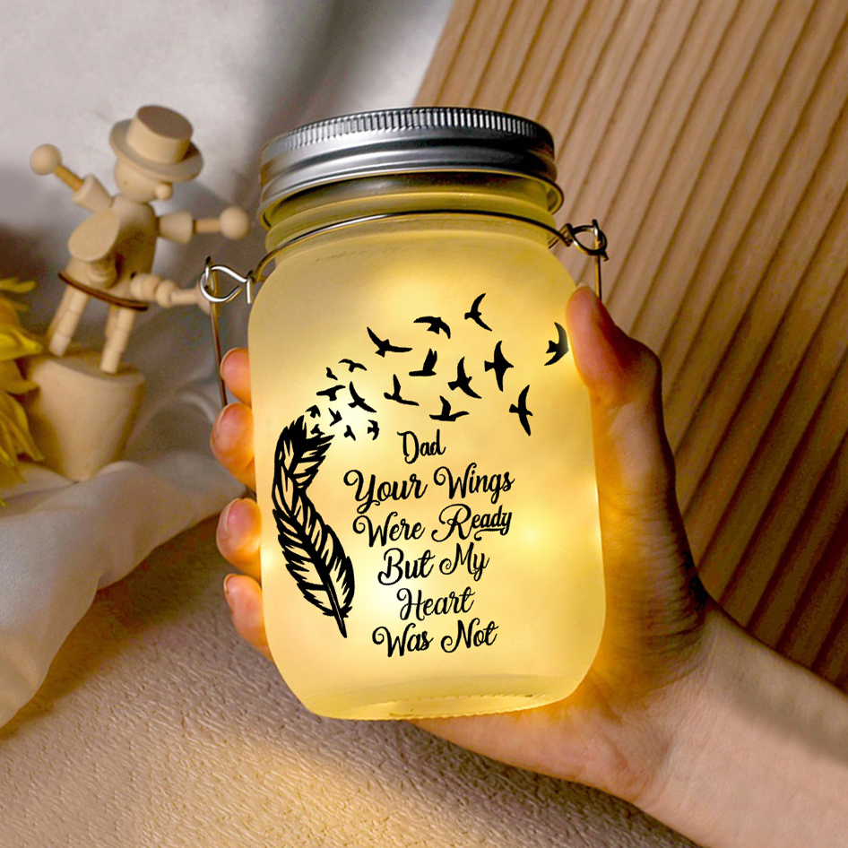 Memorial Bottle Night Light "Your Wings Were Ready But My Heart Was Not" Memorial Jar Memorial Solar Light-Jessemade AU