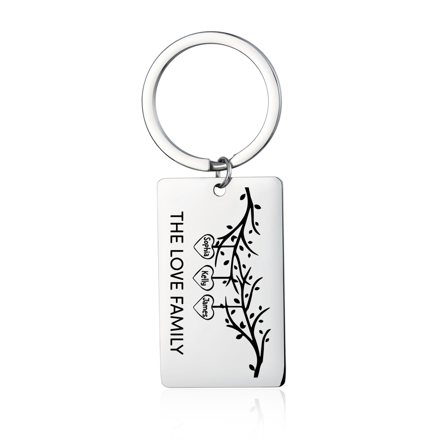Custom Family Tree Keychain with 3 Names Personalised Dog Tag keyring-Jessemade AU