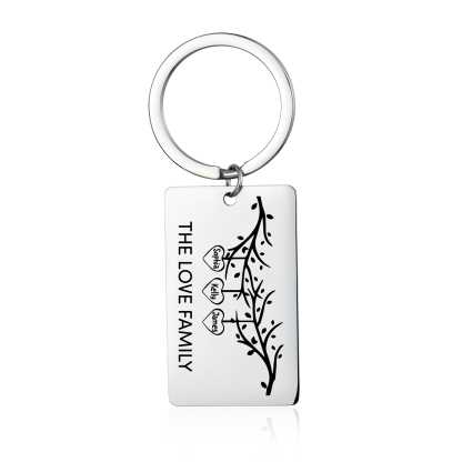 Custom Family Tree Keychain with 3 Names Personalised Dog Tag keyring-Jessemade AU