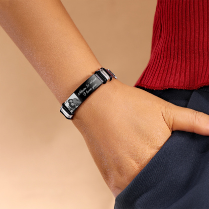 Personalised Women's Photo Bracelet Custom Photo ID Bar Wristband Bangle Gifts For Her-Jessemade AU