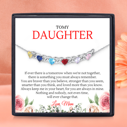 Personalised Bracelet With 6 Heart Birthstones Engraved Names Bracelet Gift For Women-Jessemade AU