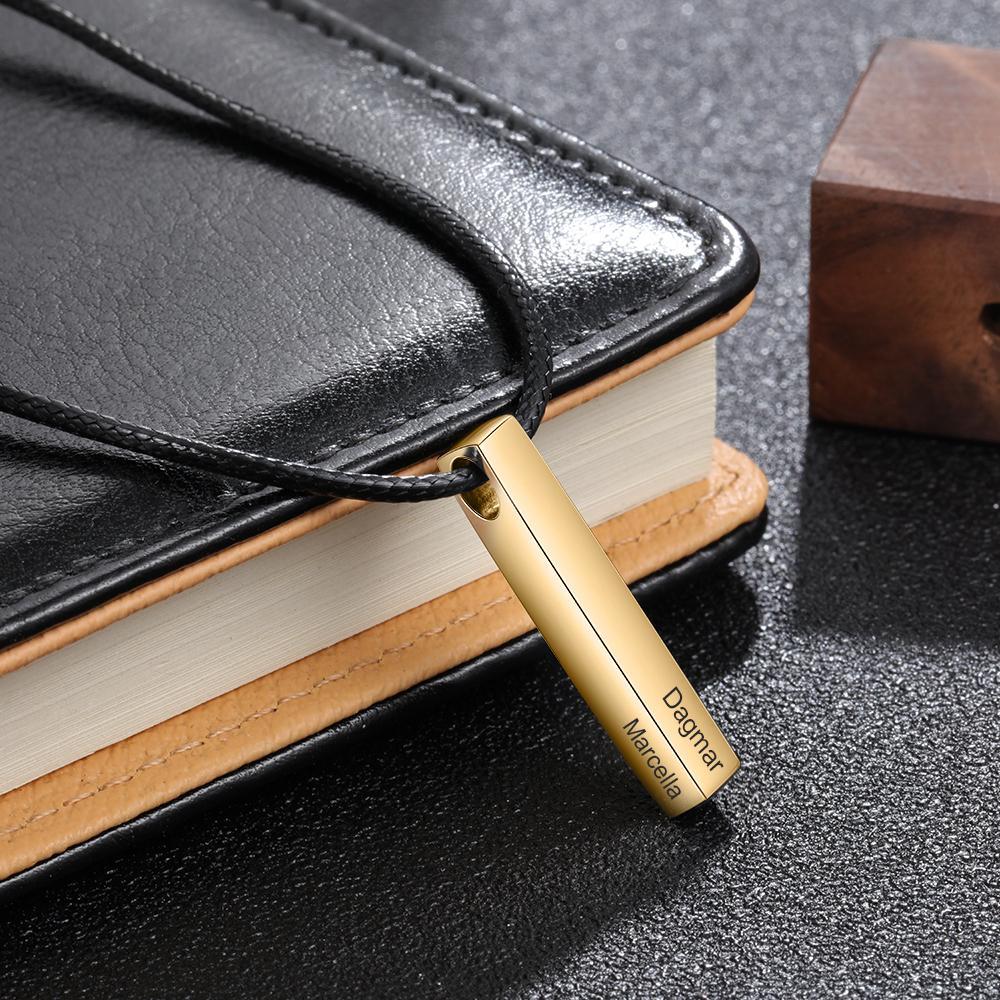 Engraved 3D Bar Necklace for Men Best Gift For Dad-Jessemade AU