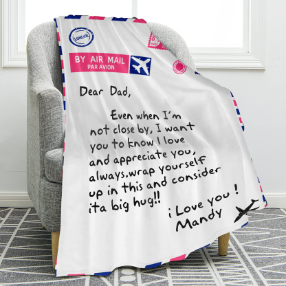 Fleece Blanket Postcard Custom 1 Name Father's Day Gift for Dad-Jessemade AU
