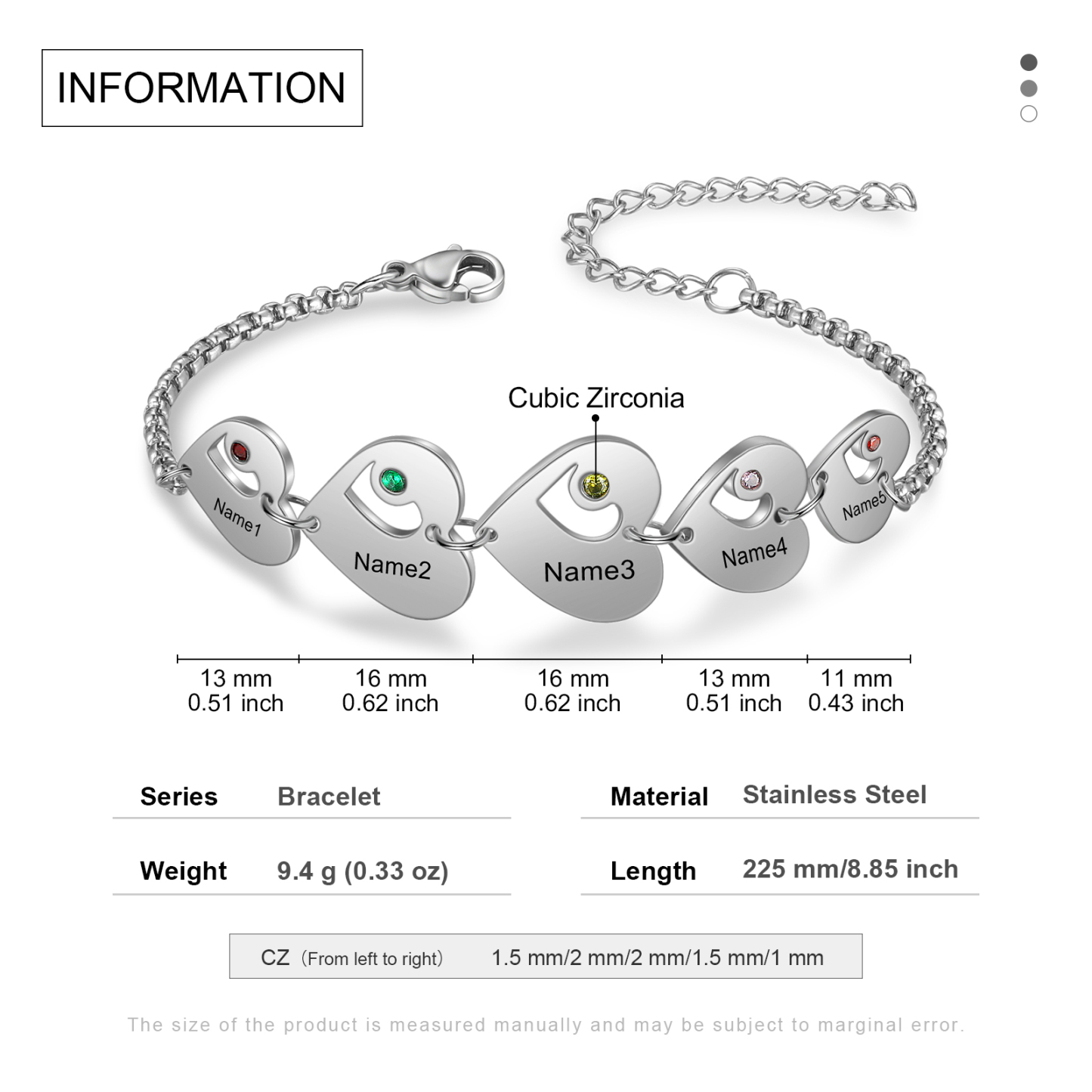 Personalised Heart Bracelet with Birthstones Custom 5 Names Family Bracelet Gifts for Her-Jessemade AU