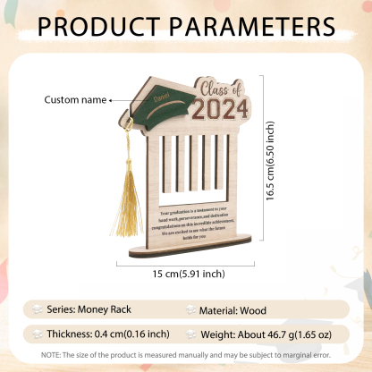 Class of 2024 Personalised Graduation Wooden Money Rack Custom Name Creative Graduation Gifts for Her/Him-Jessemade AU