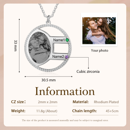 Personalised Photo Necklace Custom 2 Names Birthstone Necklace for Women-Jessemade AU