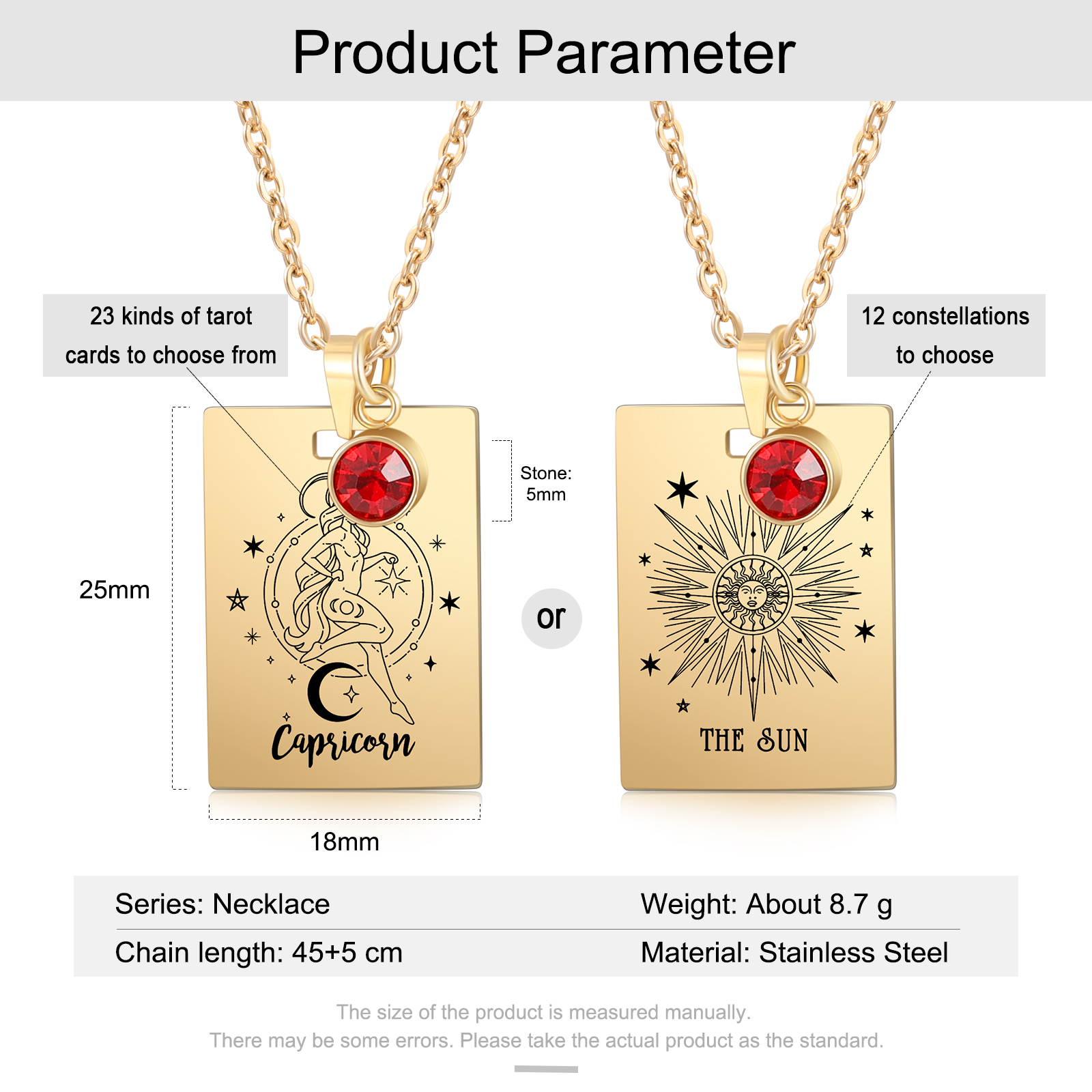 Personalised Name Necklace With Birthstone Custom Constellations Necklace For Women Engraved Tarot Cards Hip-hop Style Necklace-Jessemade AU