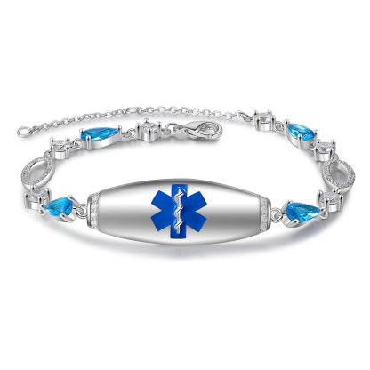 Medical ID Bracelet Personalised Women's Alert Bracelet Engraving Message For Her-Jessemade AU