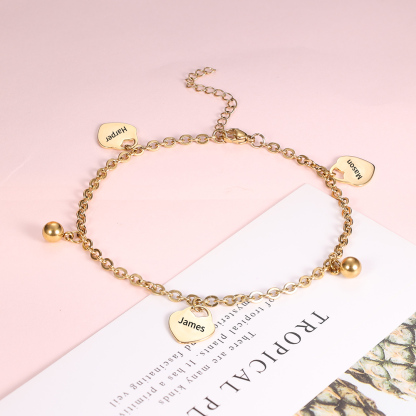 Personalised Heart Anklet With 3 Names For Her-Jessemade AU