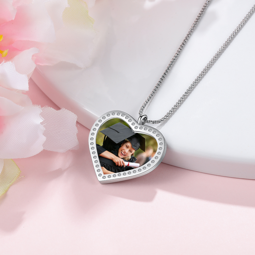 Personalised Graduation Necklace Custom Name & Photo Heart Pendant Necklace Gift for Her-Jessemade AU