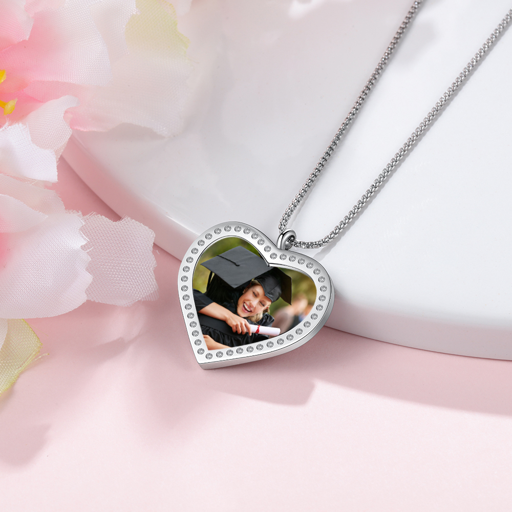Personalised Graduation Necklace Custom Name & Photo Heart Pendant Necklace Gift for Her-Jessemade AU