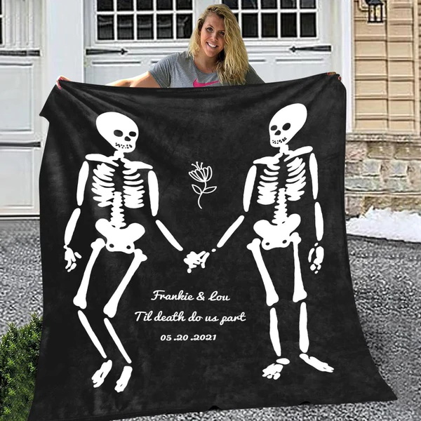 "Till Death Do Us Apart" Halloween Blanket Personalised Blanket Couple Blanket-Jessemade AU