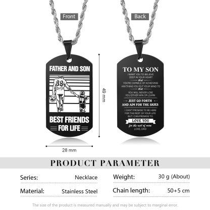 To My Son Necklace Black Dog Tag Necklace Dad to Son Football Necklace "Father And Son Best Friends For Life"-Jessemade AU