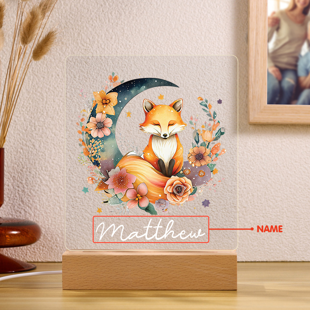 Personalised Fox Night Light Custom Name LED Night Light Nursery Home Decor Gifts For Kids-Jessemade AU