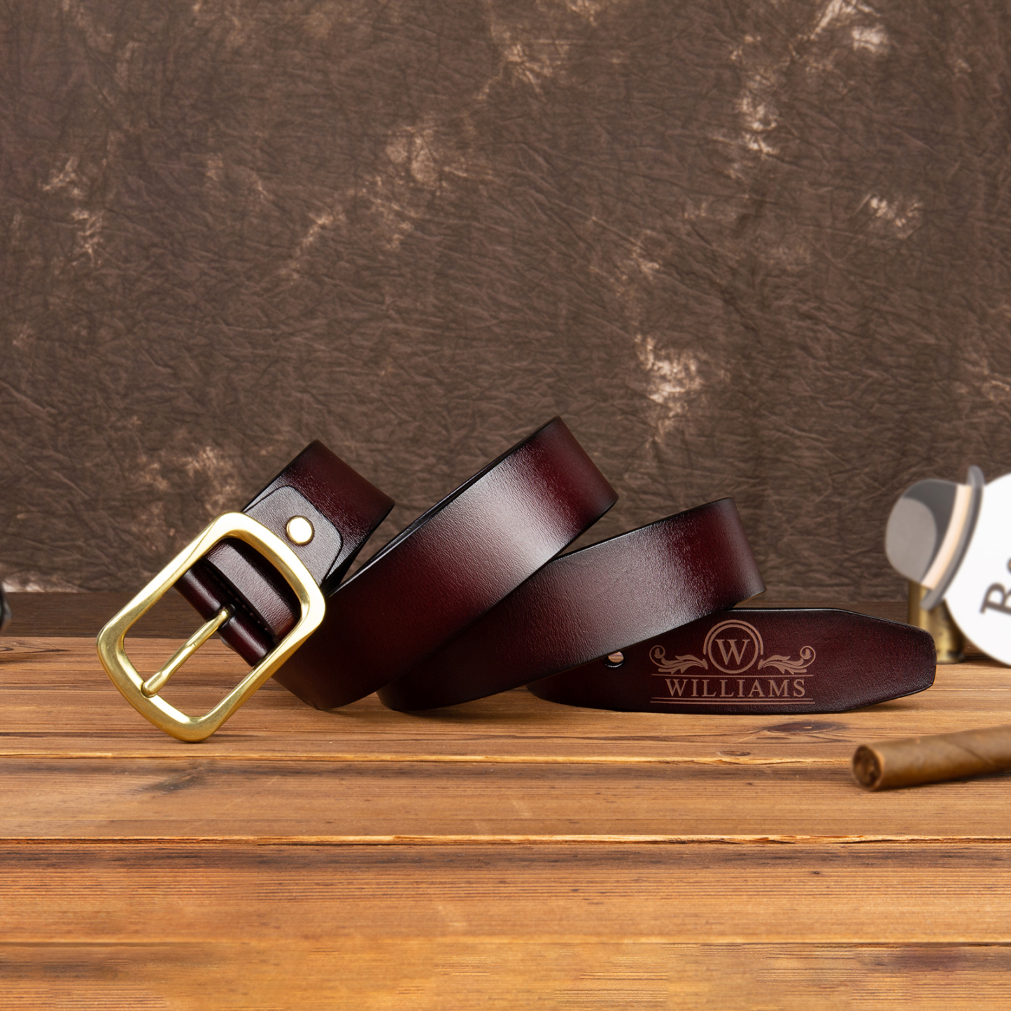 Customised Genuine Leather Belt Engraved Names Men's Belt for Him-Jessemade AU