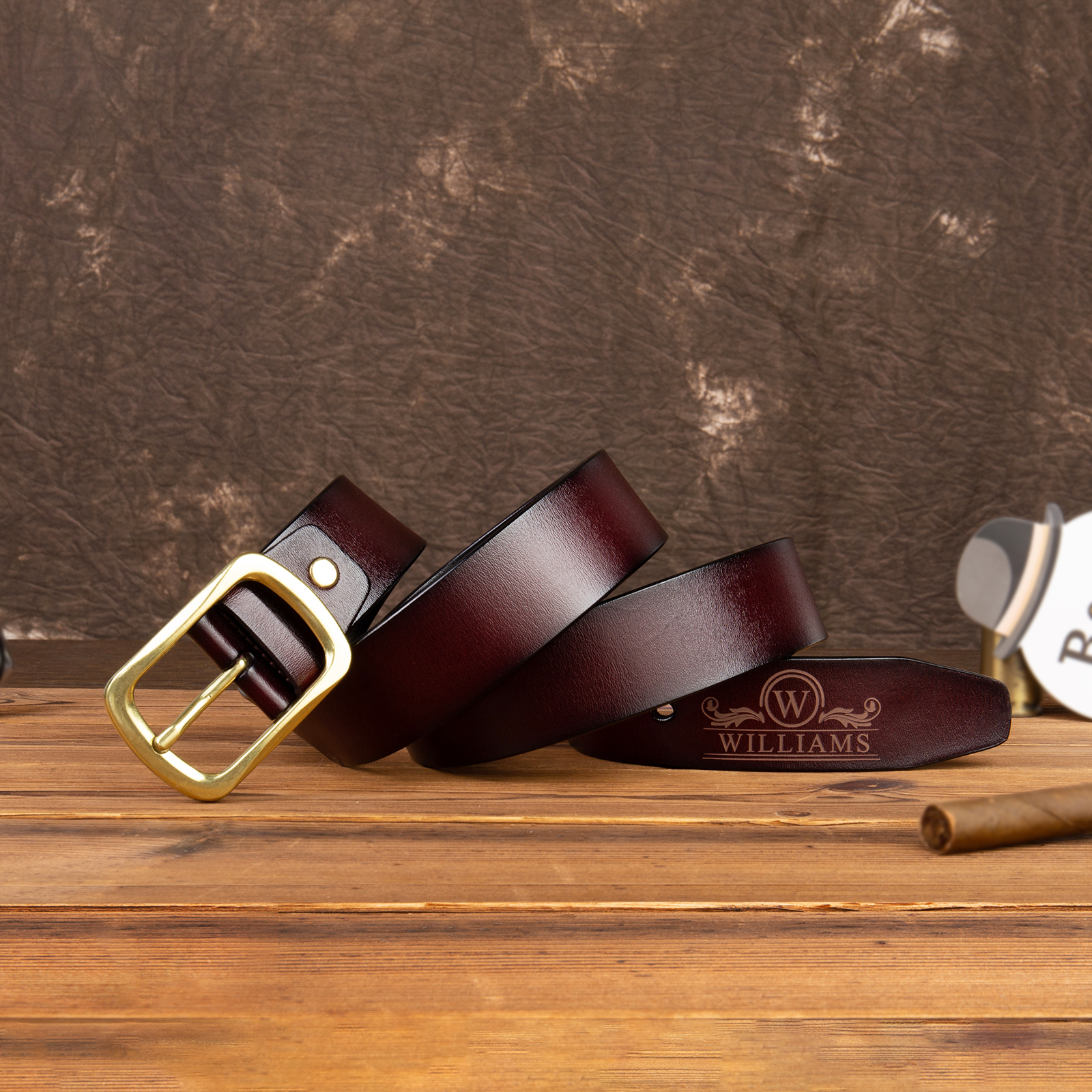 Customised Genuine Leather Belt Engraved Names Men's Belt for Him-Jessemade AU