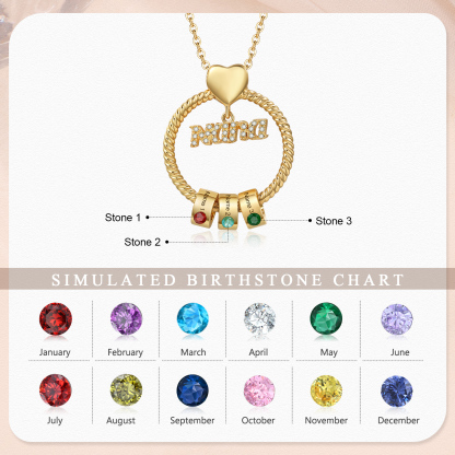 3 Names - Personalised Nana Necklace Custom Names & Birthstones Circle Pendant Necklace Gift for Grandma Nana-Jessemade AU