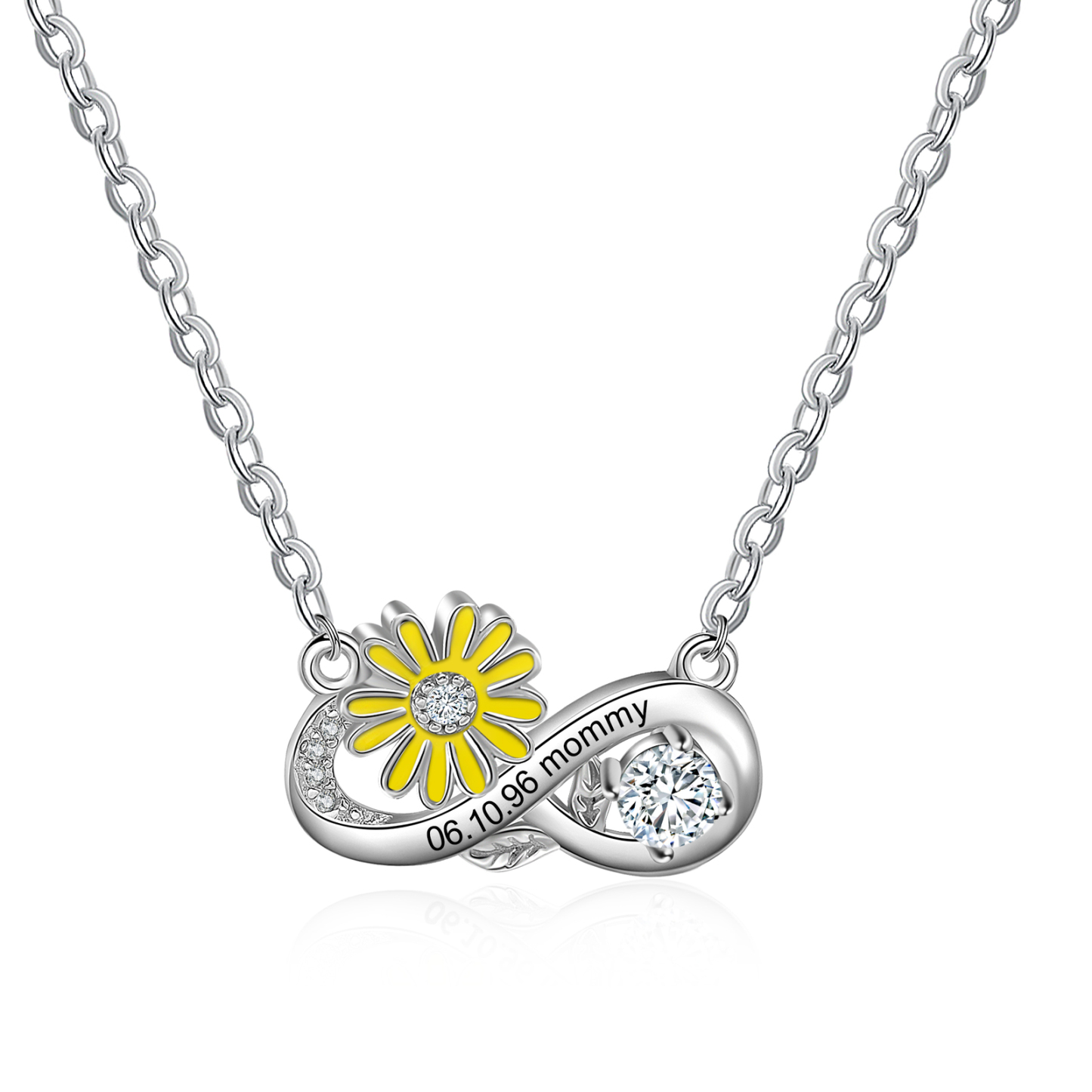 Personalised April Birthflower Necklace With Birthstone Gift For Women-Jessemade AU
