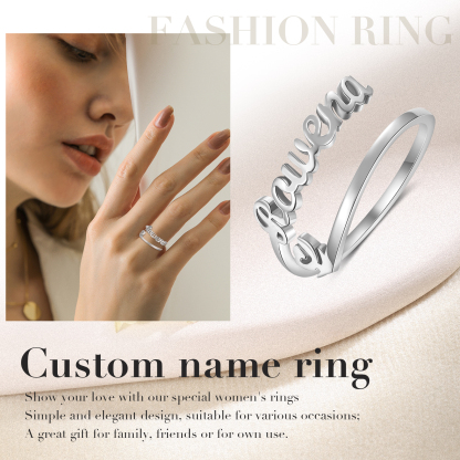 Personalised Name Ring with Heart Custom One Name Classic Rings for Her-Jessemade AU