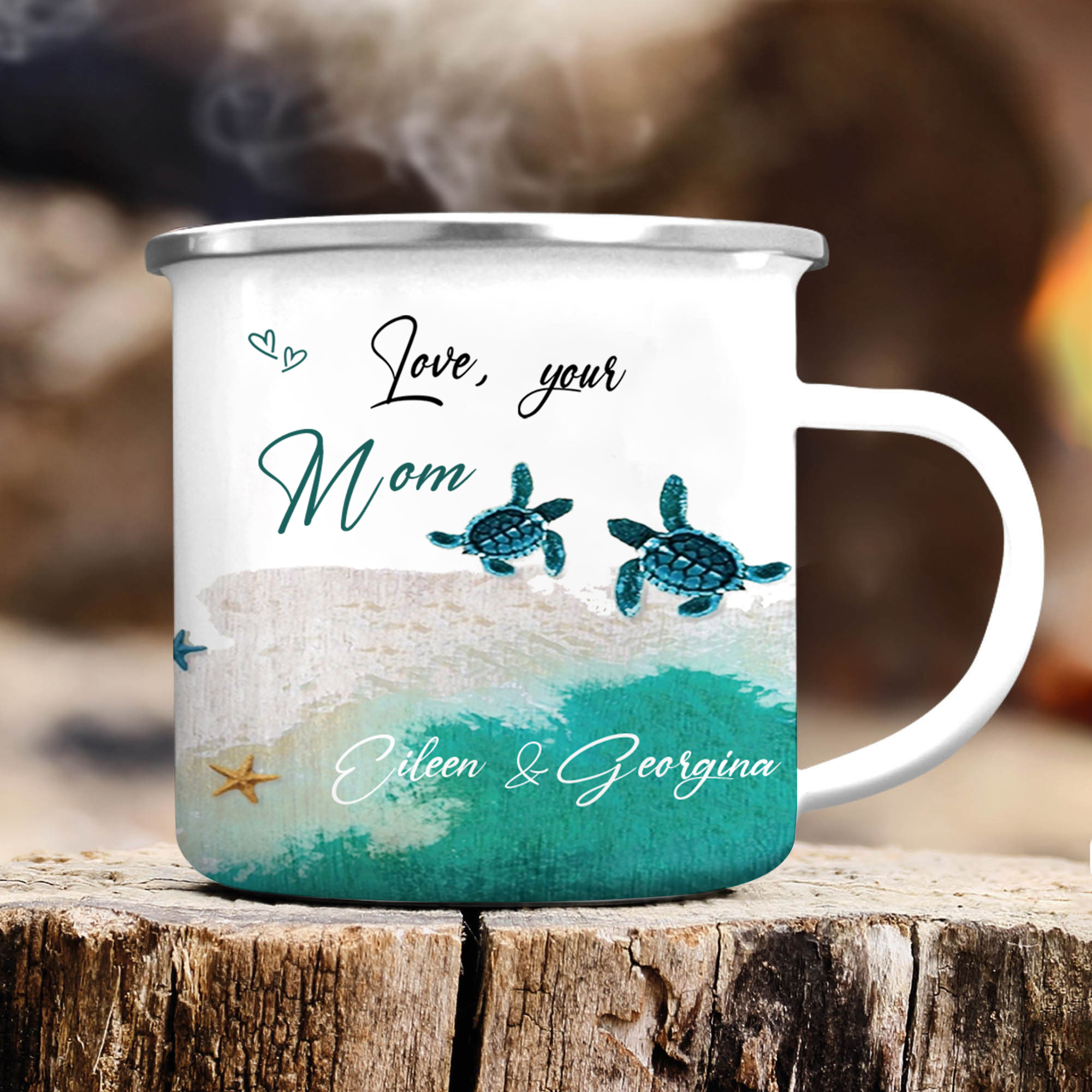 To My Daughter Sea Turtle Enamel Mug Customised 2 Names Cup Mom to Daughter Personalised Gift - Just Always Remember That I Love You-Jessemade AU