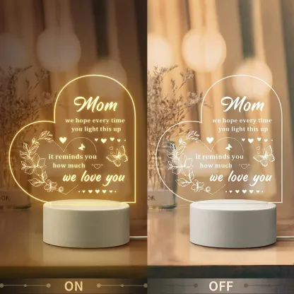 To My Mom- Flower Heart Night Light LED Lamp Bedroom Decoration For Mother-Jessemade AU