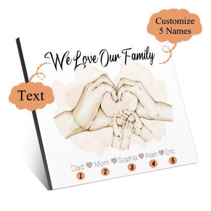 Personalised Heart Holding Hands Picture Board Custom 5 Names Family Keepsake Wood Signs Photo Frame-Jessemade AU