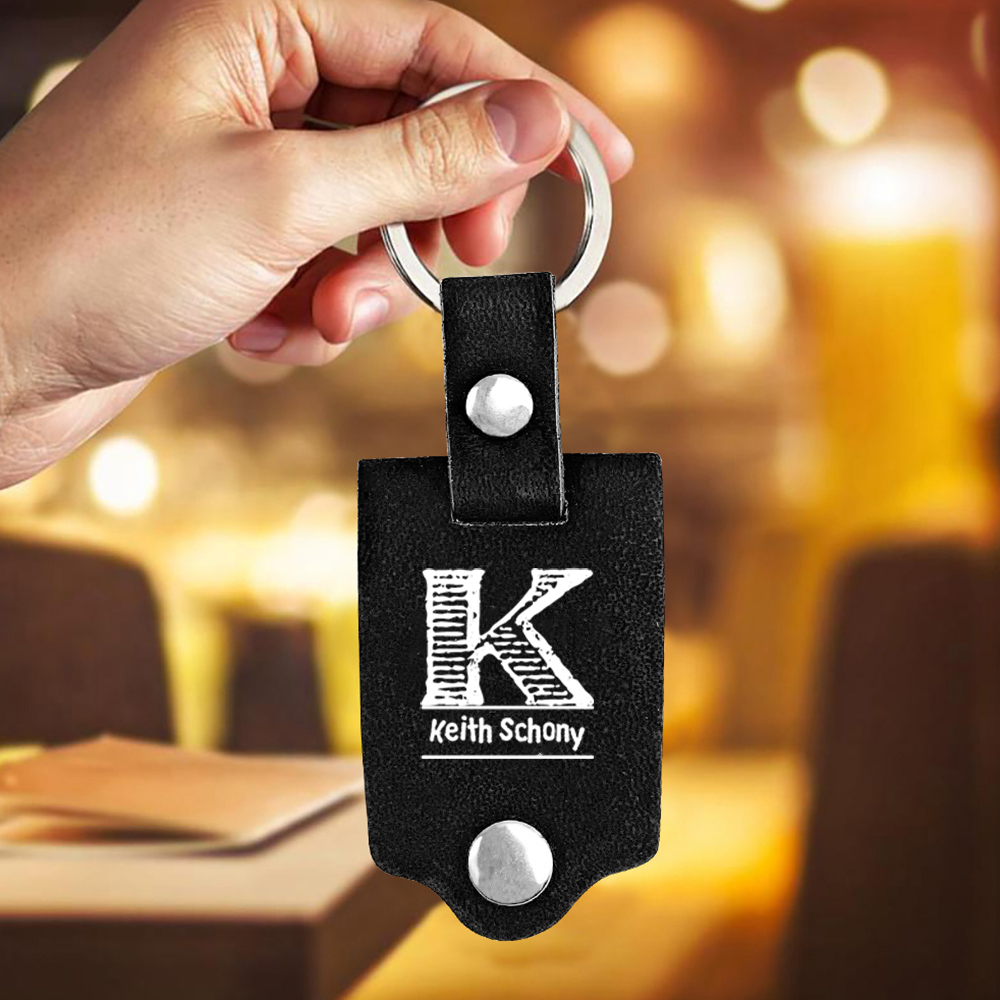 Personalised Photo Keychain Customised Name & Text & Letter Leather Keyring Gifts for Couples/Friends-Jessemade AU