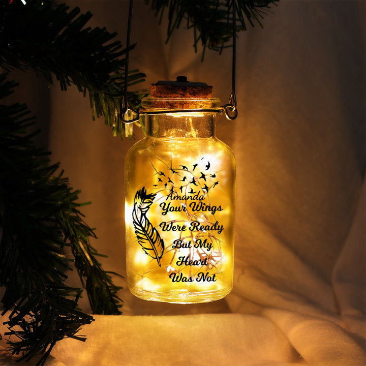 Personalised Memorial Jar Night Light Your Wings Were Ready But My Heart Was Not LED Lamp-Jessemade AU