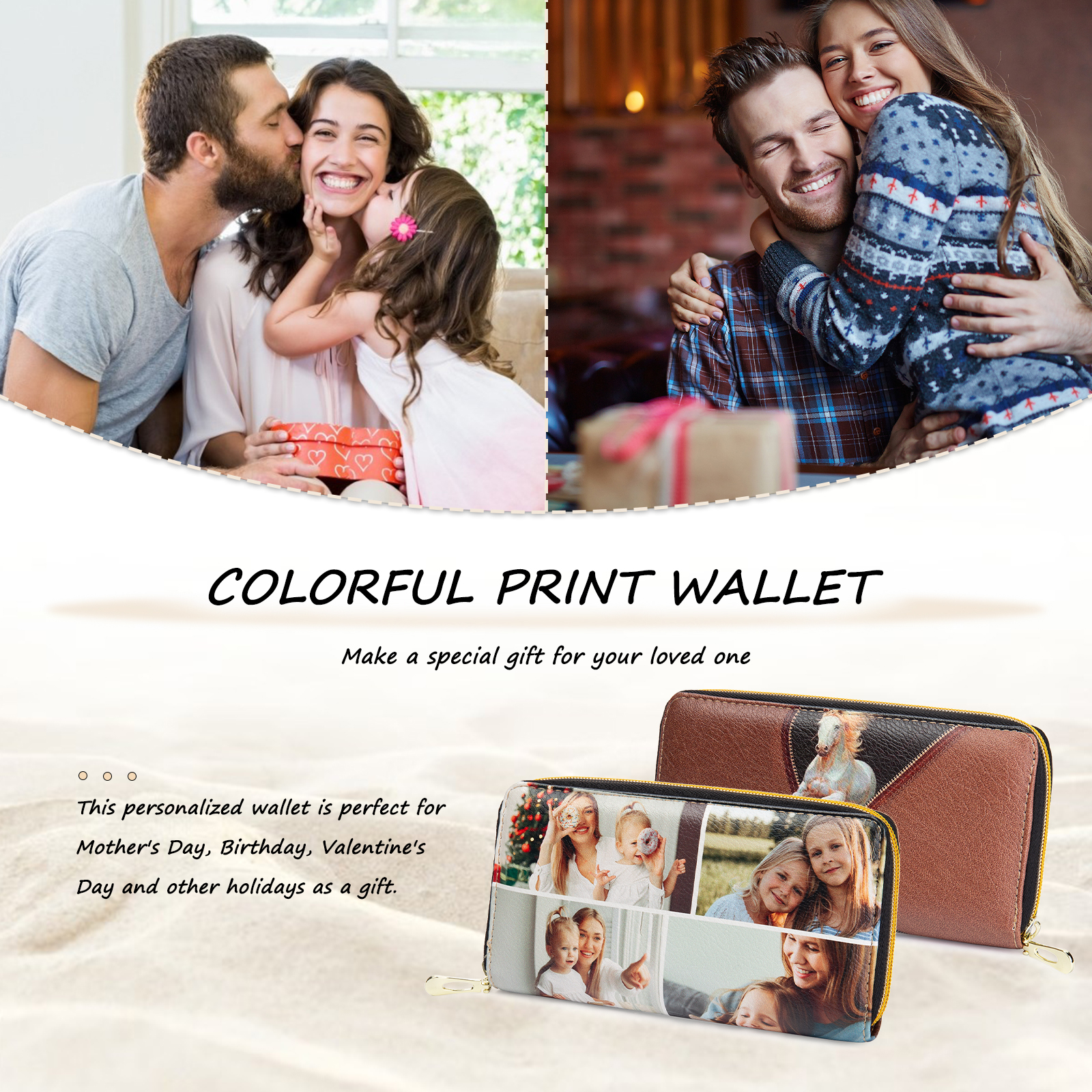 Long Purse Personalised Horse Leather Wallet Engraved 4 Photos Zip Wallet Gifts for Her-Jessemade AU