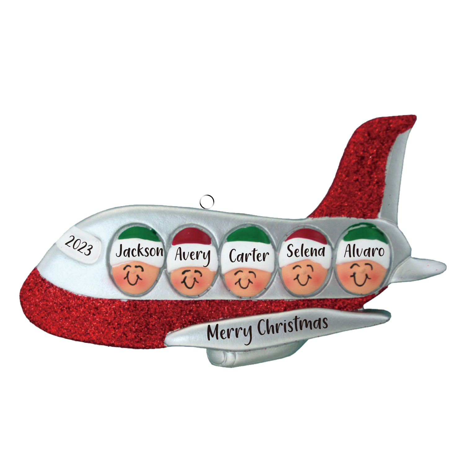 5 Names - Personalised Christmas Ornaments Custom Text & Year Wooden Airplane Christmas Decor Gifts for Family Friends-Jessemade AU