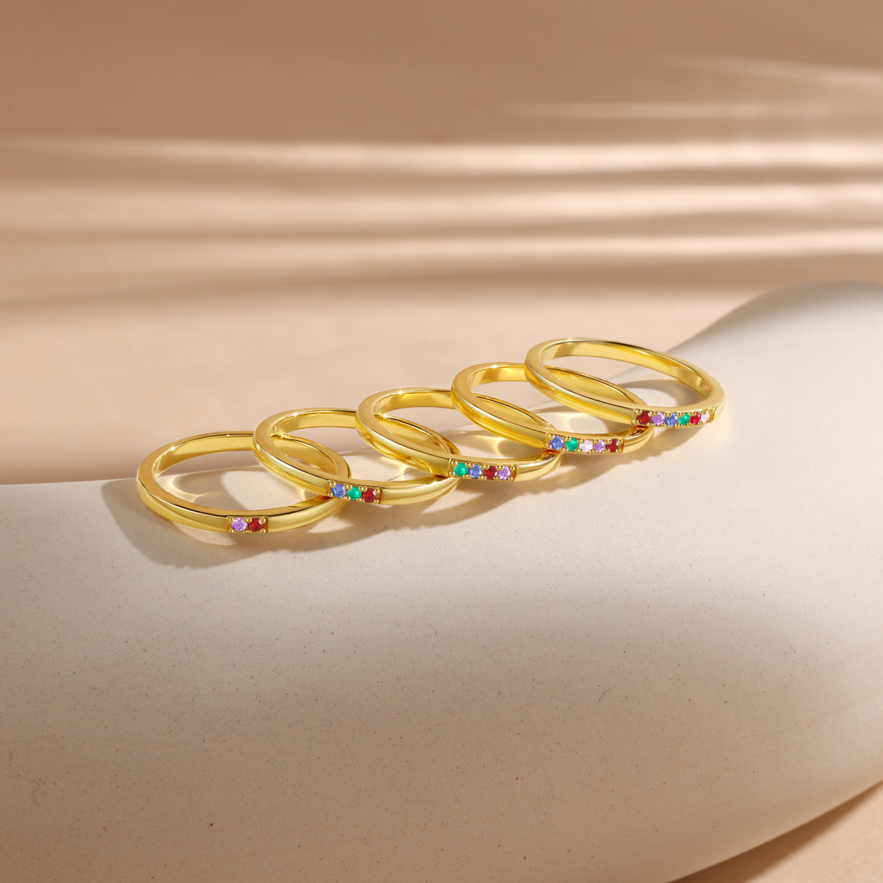 Personalised Women's Ring Custom 6 Birthstones Ring Birthday Gift for Her-Jessemade AU