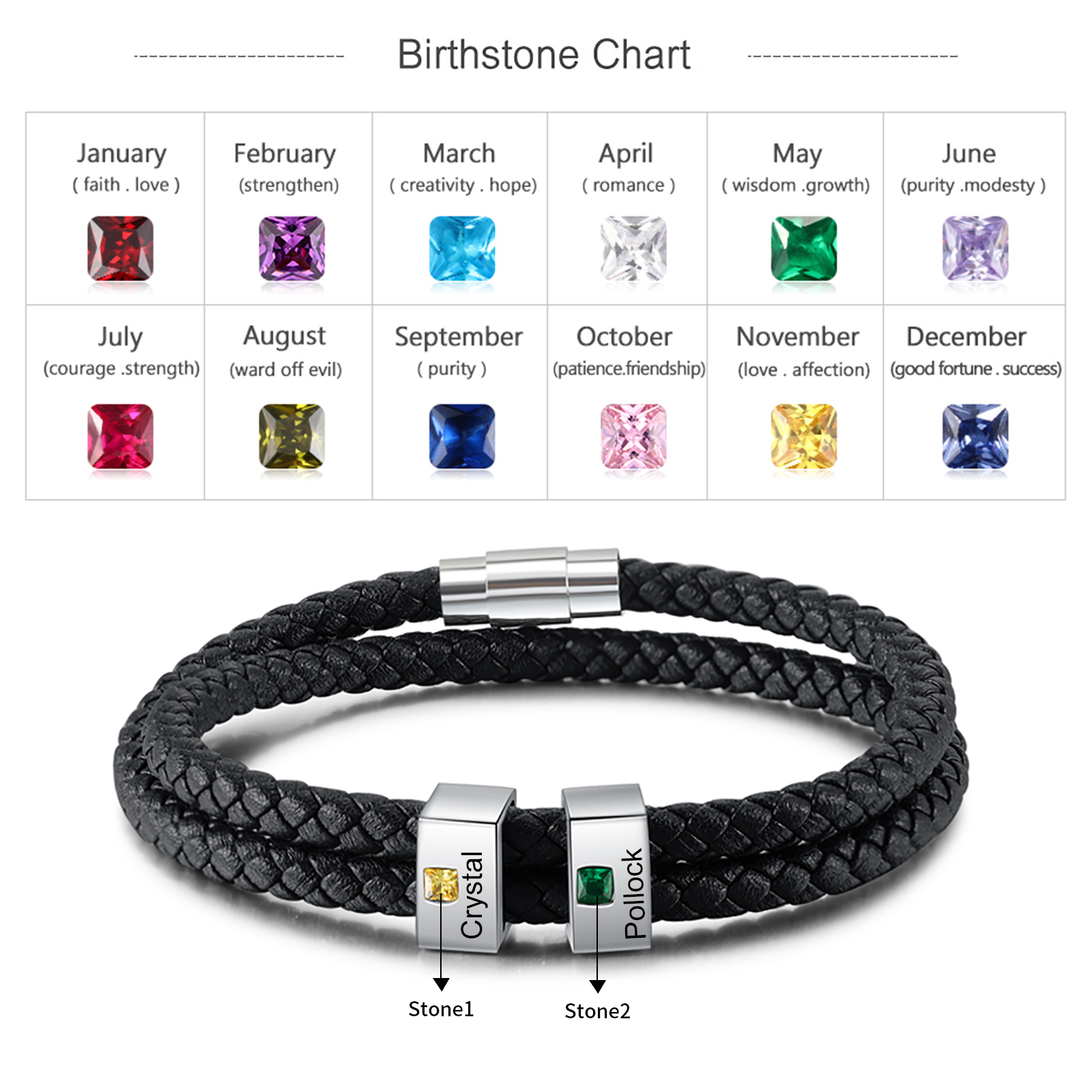 Customised 2 Names Men's Bracelet-Jessemade AU