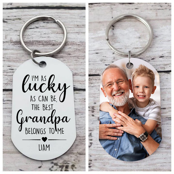Personalised Photo Keychain Custom Name Keychain Grandparents' Day Gift for Grandpa-Jessemade AU