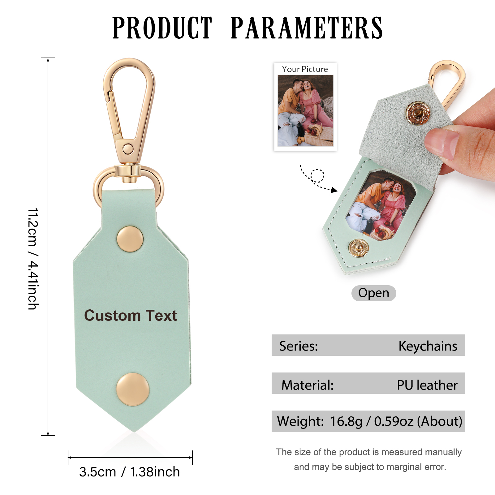 Personalised Photo Keychain Customised with Text Leather Keyring Couple Keychain Gift for Him/her-Jessemade AU