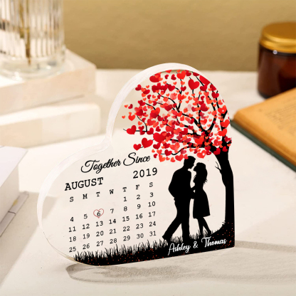 Personalised Couple Acrylic Heart Keepsake Custom 2 Names & Date & Text Ornament Valentine's Day Gift For Him/Her-Jessemade AU