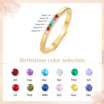 Personalised Women's Ring Custom 6 Birthstones Ring Birthday Gift for Her-Jessemade AU
