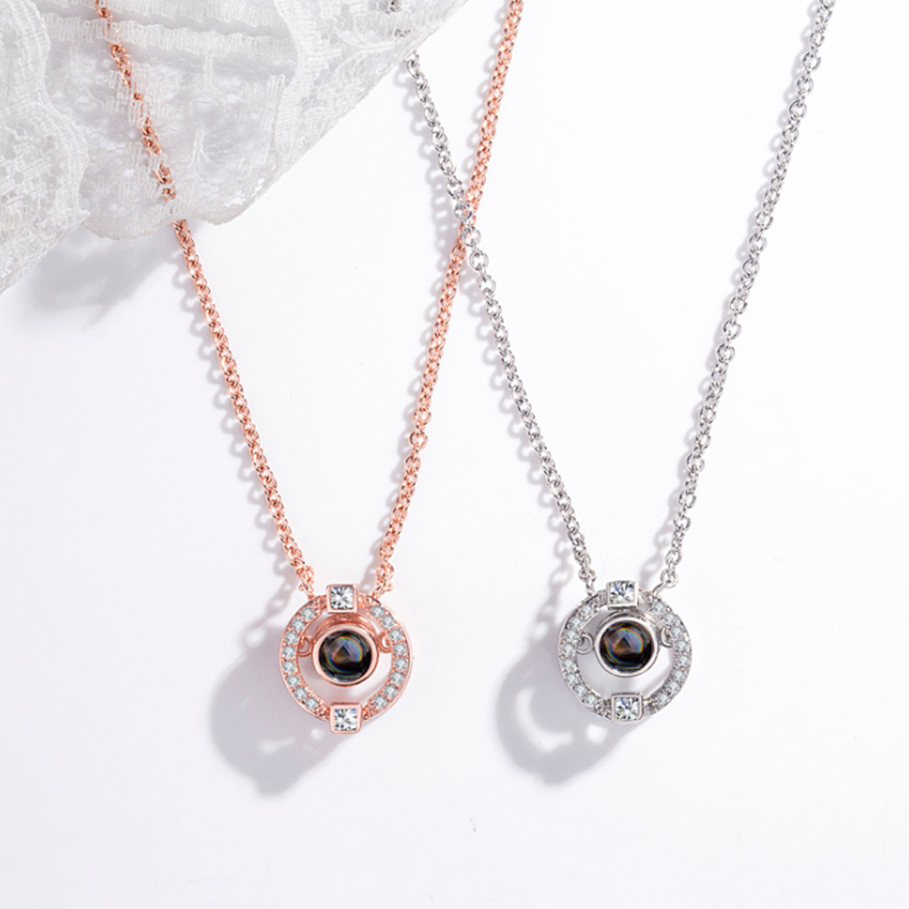 Personalised 100 Languages Projection Necklace Engraved  " I LOVE YOU" Heart Necklace Gifts For Her-Jessemade AU