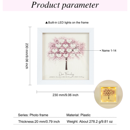 Personalised Family Tree Frame Custom 7 Names LED Night Light-Jessemade AU