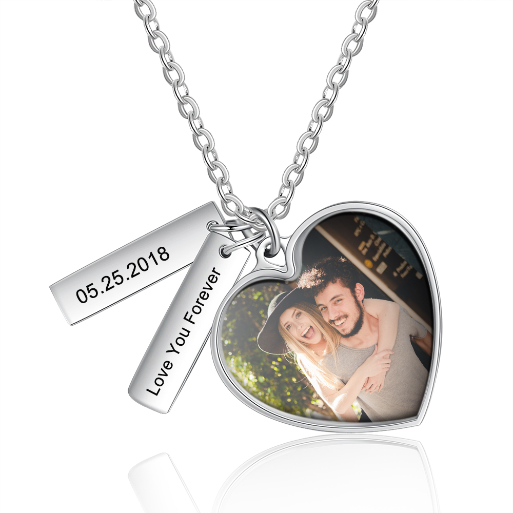 Personalised Heart Tag Necklace Custom 1 Photo Necklace Gifts For Her-Jessemade AU