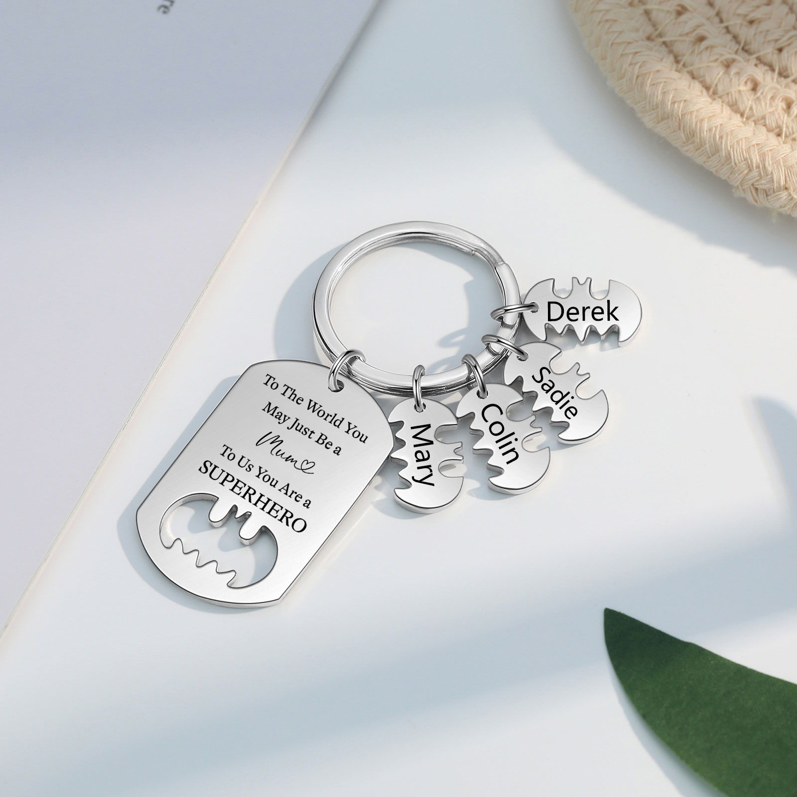 You Are A Superhero Keychain Personalised 4 Names Bat Keychain Engraved Gift for Dad/Grandpa/Grandad/Mom/Mum-Jessemade AU