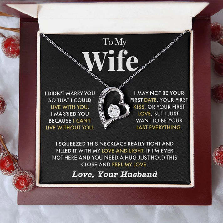 To My Wife Heart Necklace Valentine's Day Birthday Gift for Wife - I Married You Because I Can't Live Without You-Jessemade AU