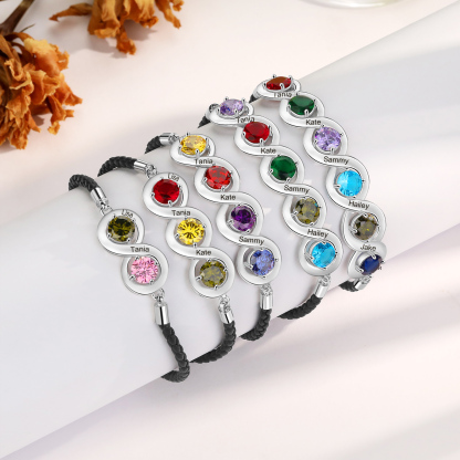 Personalised Infinity Bracelets Custom 3 Birthstones & 3 Names Adjustable Bracelet Gift for Her-Jessemade AU